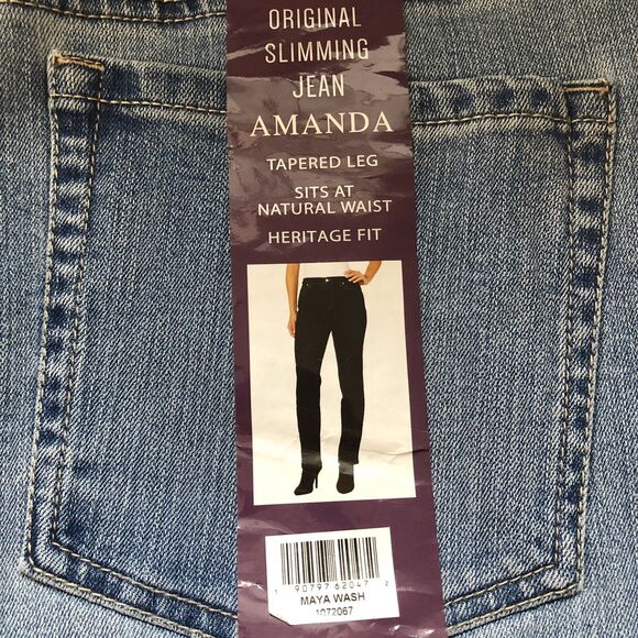 Gloria Vanderbilt Amanda Jeans Blue Maya Wash 14 Average Slimming Tapered Leg - Picture 8 of 8